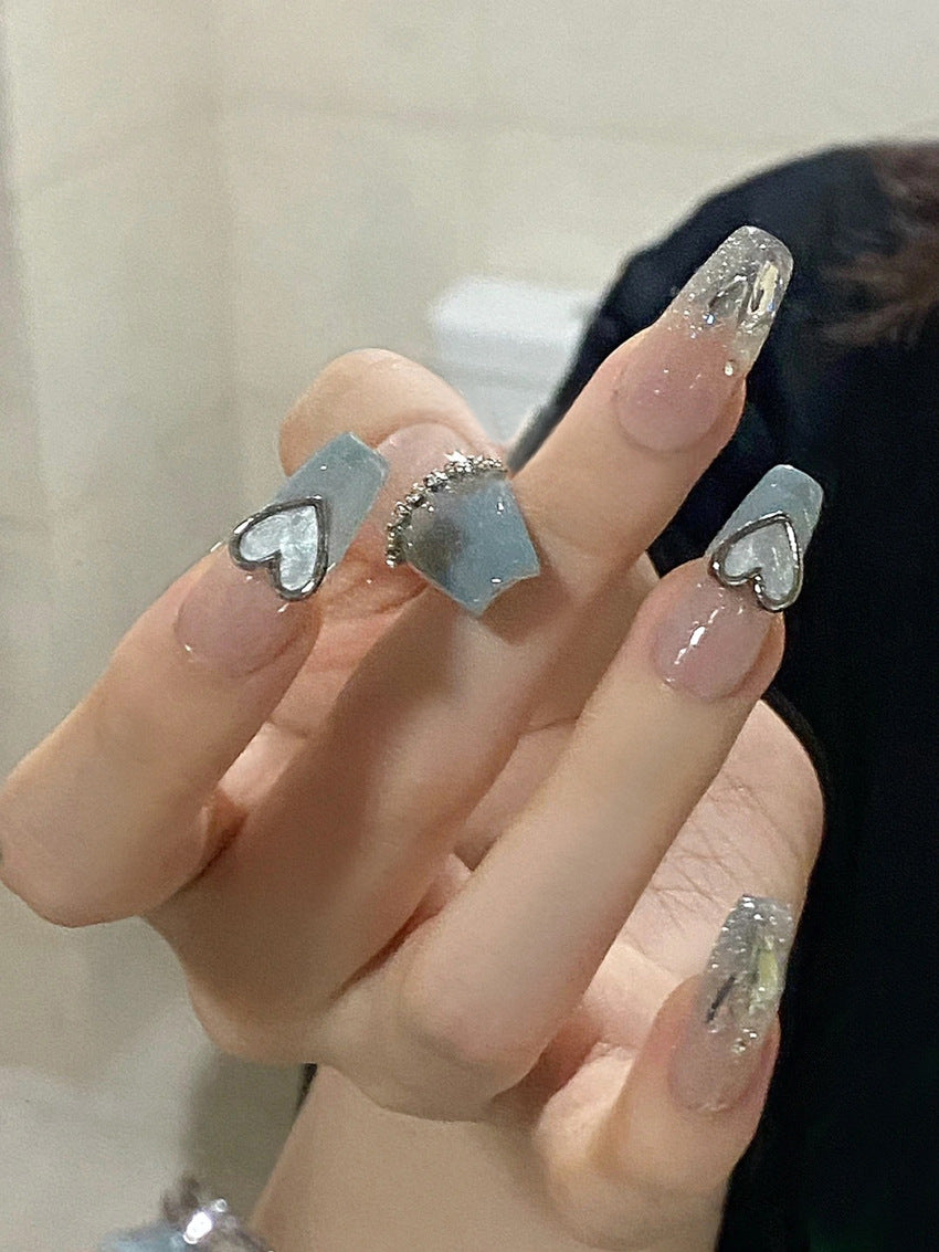 Fashion  nail New Nail Beauty Wear Nail Ins Advanced Pure Desire Wind Nail Patch Wear Nail Love Heart Nail Stickers A34