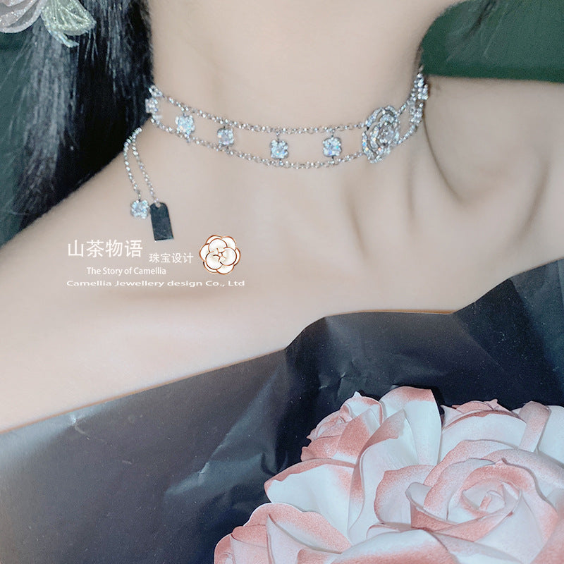 Camellia超仙小香风山茶花颈链女 轻奢小众甜酷设计感玫瑰花手链