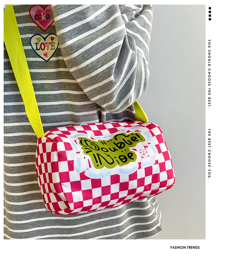 Dopamine Bag Free shipping Tattoo Niche dopamine bag women's 2024 new fashion versatile graffiti shoulder pillow bag sweet and cool girl messenger bag