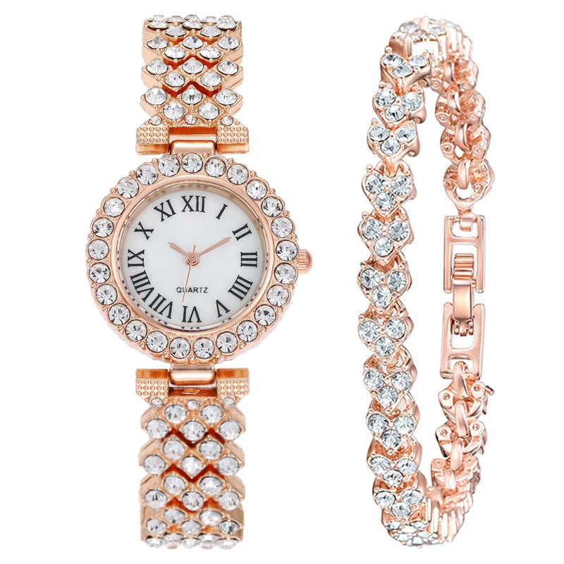 Fashion women's watchForeign Trade Popular Style Cross-Border Hot Sale Suit Fashion Diamond Women's Watch Women's Watch Bracelet Women's Watch Factory Wholesale