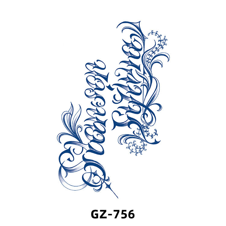 Free shipping Tattoo Cross-Border Herbal Semi-Permanent Tattoo Sticker Men's and Women's Waterproof Sweat-Proof Juice Half Sleeve Real-Proof Tattoo Letter Sticker Tattoo