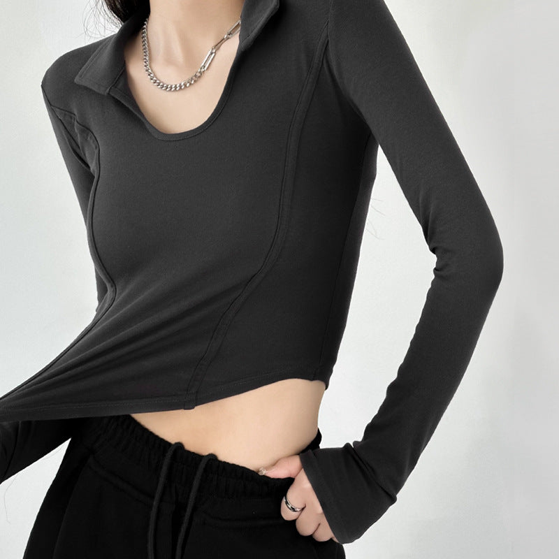 Fashion women's wear Women's Long-Sleeved T-shirt Autumn 2024 New Slim-Fit Slimming Bottoming Shirt Design Sense Niche Small Shoulder Top