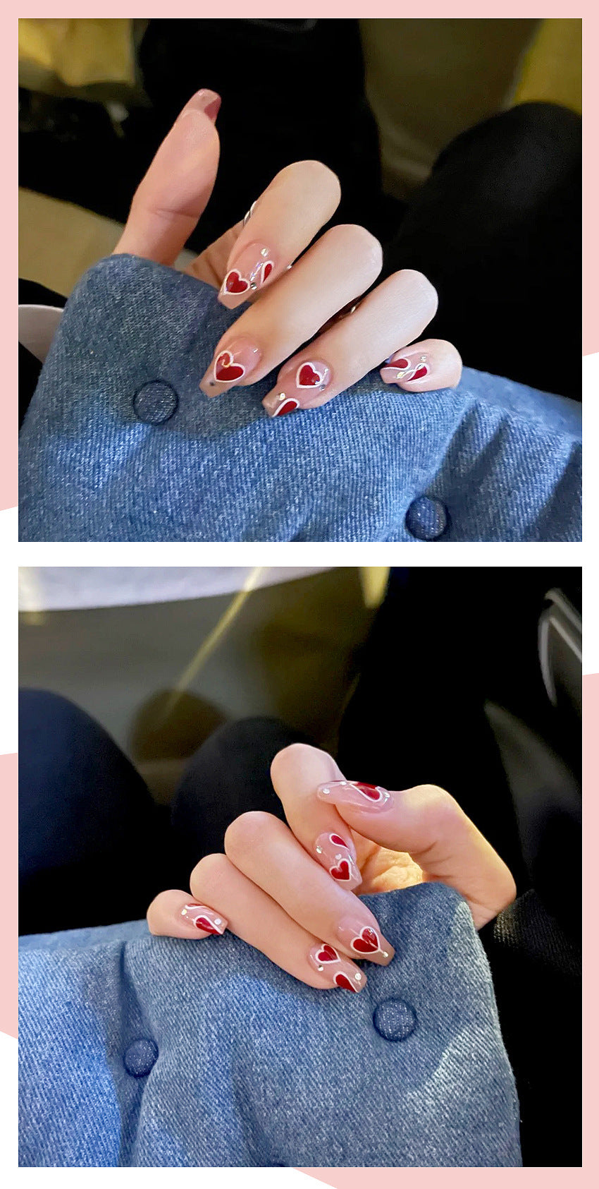 Fashion  nail Finished Nail Beauty Fake Nails Glue Long Nail Tip Wear Nail Finished Product Online Sensation Heart Wear Nail Patch X6