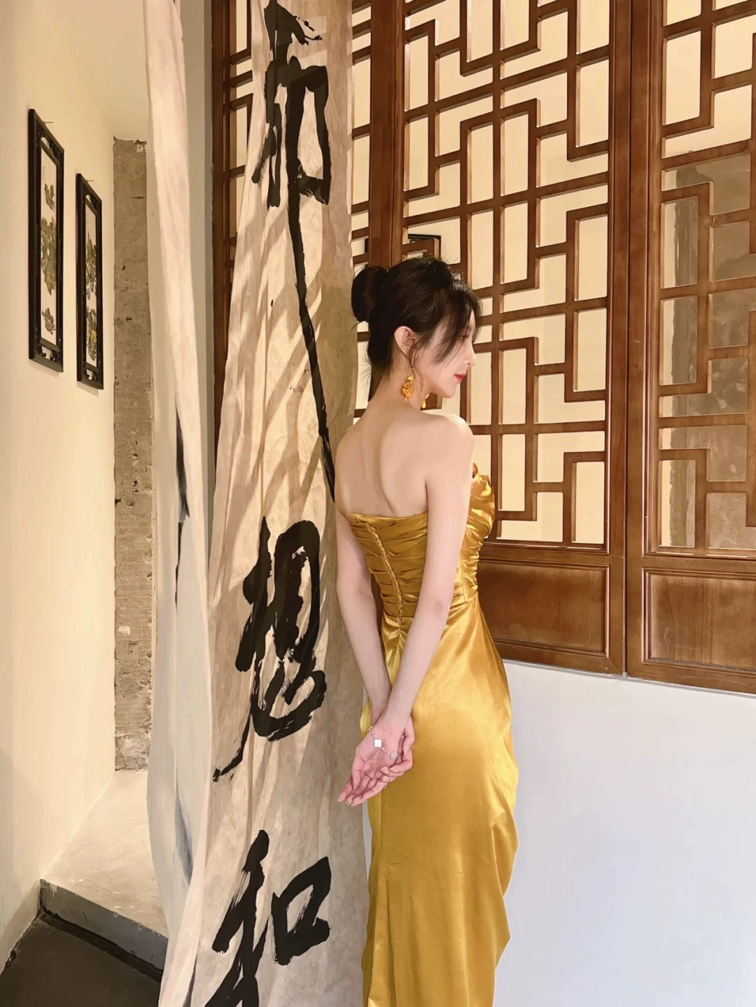 Fashion women's wear New  2024  Morning Gowns Bride Wedding Toast Dress Elegant Advanced Texture Tea Break Dress Women's Split Banquet Dress