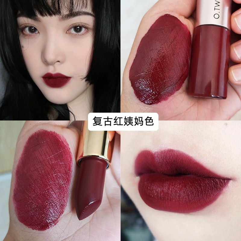 裸色口红唇釉吃土色系欧美妆巧克力女豆沙色深奶茶棕色哑光不粘杯