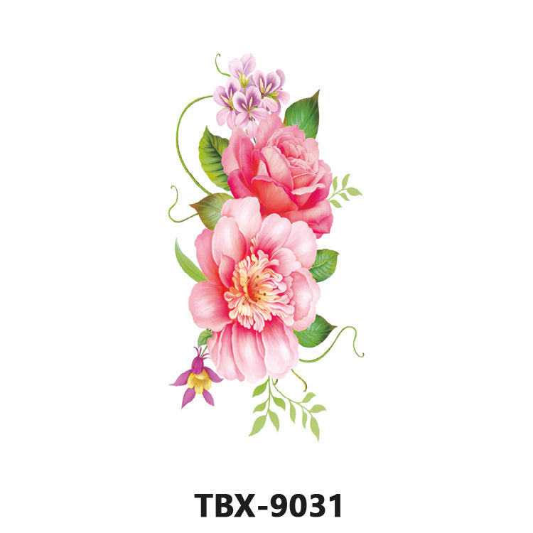 Free shipping Tattoo Waterproof Sweatproof Female Flower Tattoo Sticker Paper Plant Flower Party Sexy Rose Peony Plum Tattoo Sticker Tattoo