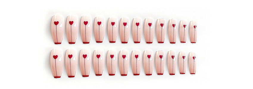 Fashion  nail Wearable Nail Sticker Peach Heart Wear Nail Piece Nail Shaped Piece Removable Ballet Nail Patch Finished Product Y17