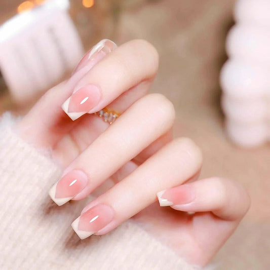 Fashion  nail Wearable Nail Sticker French Rouge Wear Nail Polish Nail Shaped Piece Removable Nail Patch Finished Product Y30