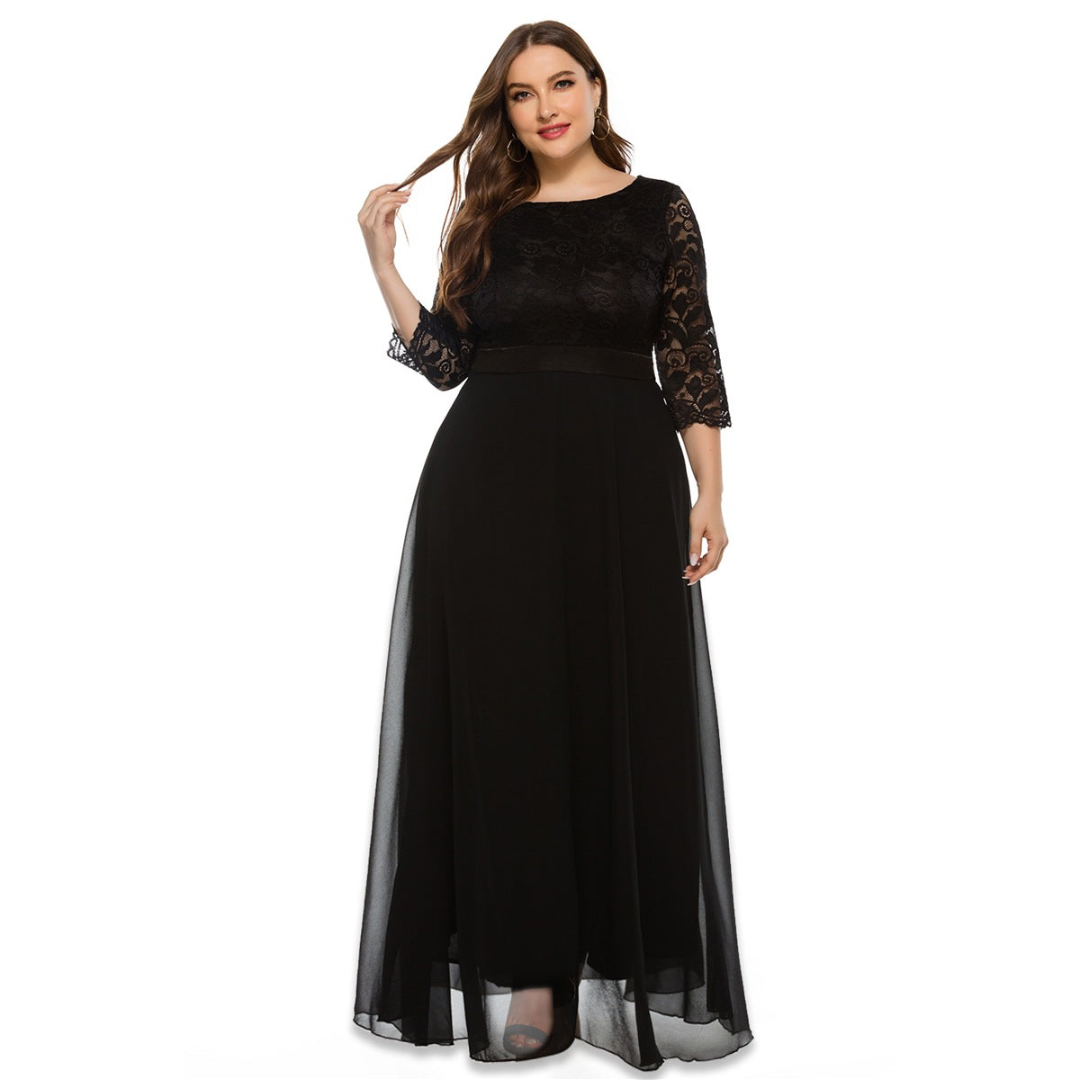 Fashion women's wear 2024  plus Size Women's Clothes New Amazon Cross-Border Foreign Trade Lace Evening Dress Dress Sq0157