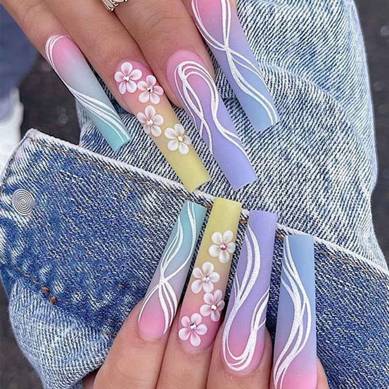 (Hand made nail) Kardashian, European and American Spicy Girl, Little Red Book, Dark Super Long, Internet Celebrity Cross border Nail Art, Detachable and Reusable Nail