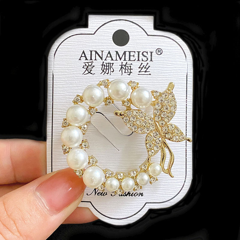 配饰胸针日韩时尚满珍珠天鹅水钻花朵胸针胸花精致优雅胸针大衣毛衣女配饰