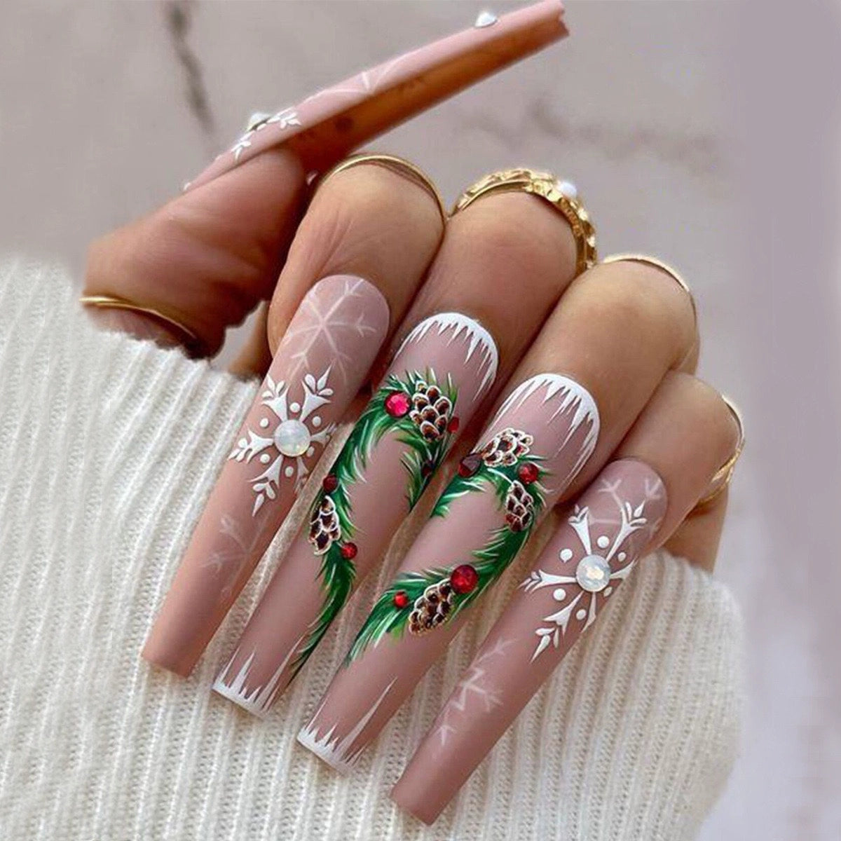 (Hand made nail) Kardashian, European and American Spicy Girl, Little Red Book, Dark Super Long, Internet Celebrity Cross border Nail Art, Detachable and Reusable Nail