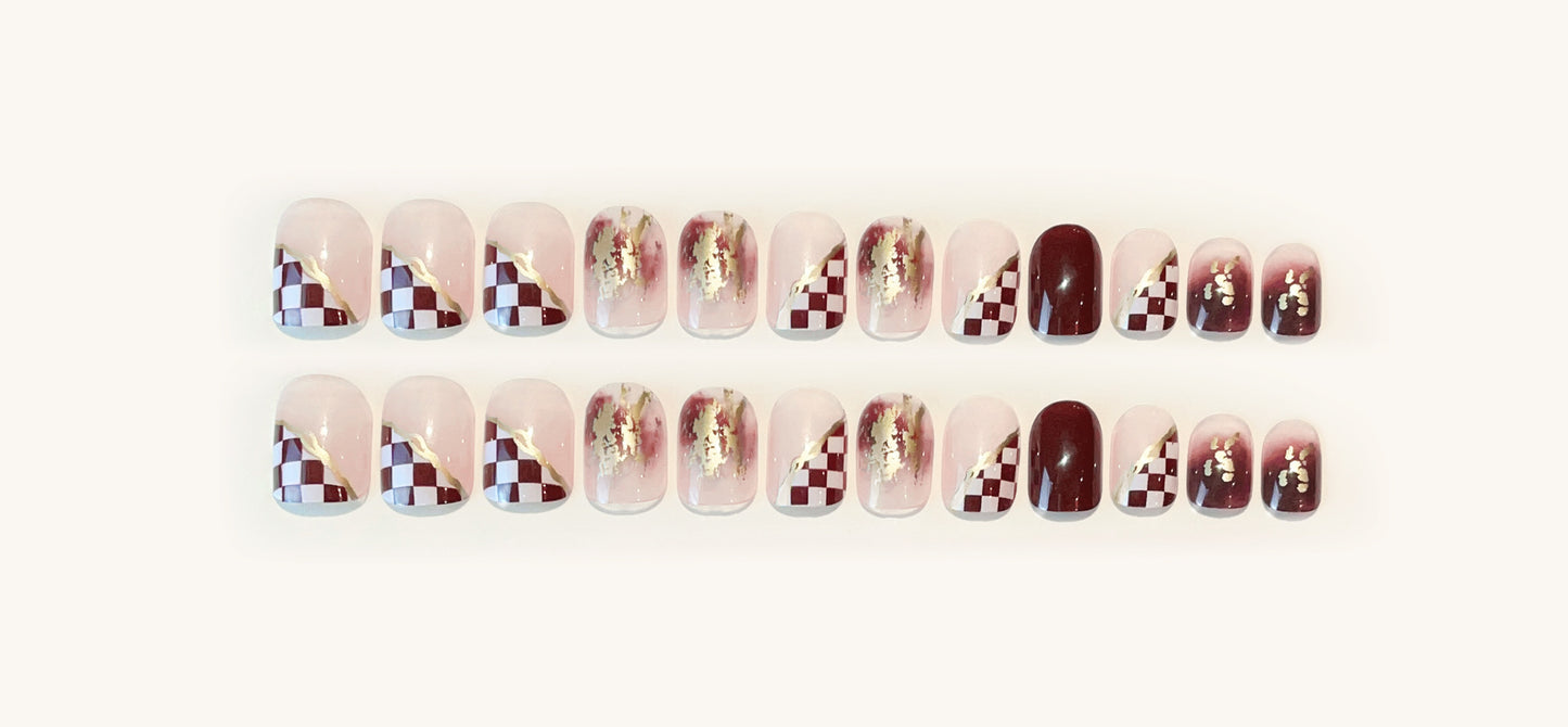 Fashion  nail Chessboard Plaid Wear Armor Nail Patch Nail Sticker Nail Stickers Fake Nails Wearable Nail Stickers A14