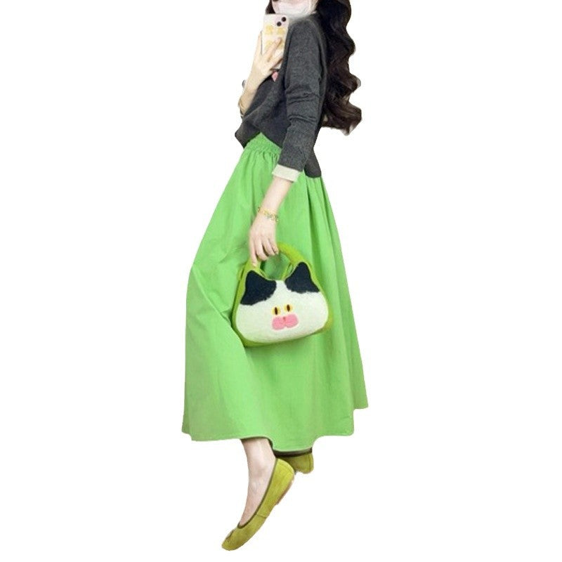 Dopamine dress Free shipping Tattoo Tea is matched with a complete set of thin autumn clothes, dopamine fried street fashion niche non-collision dresses, two-piece set for women