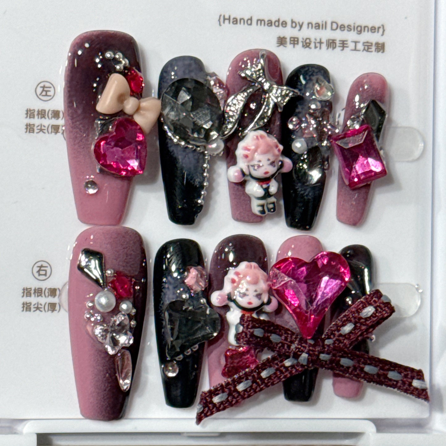 Handmade Wear Hot Girl Cute Big Bow Sister Detachable Nail Patch