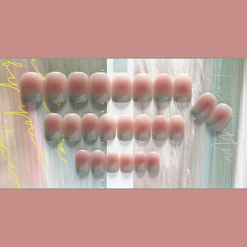 氧气薄荷穿戴甲氛围感指甲贴片腮红美甲片渐变假指甲美甲贴片成品