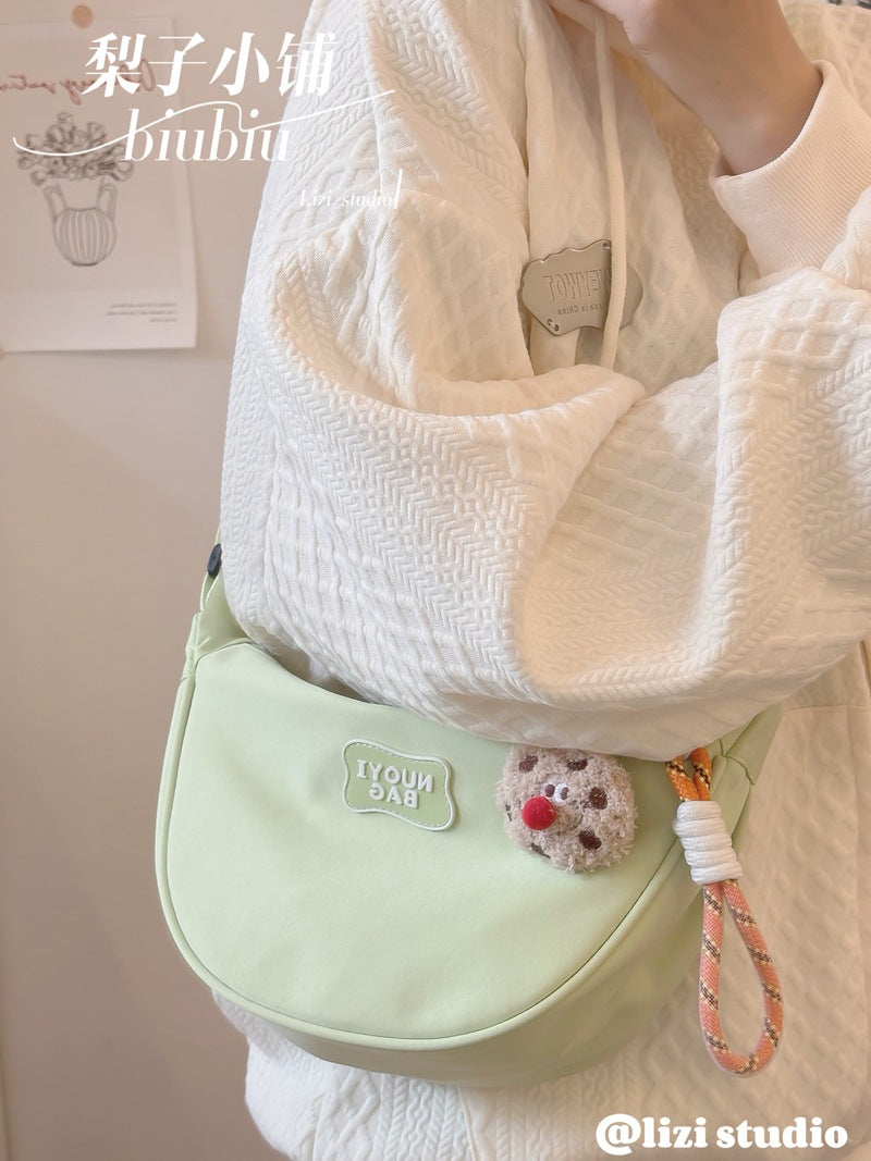 Dopamine Bag Free shipping Tattoo Crescent bag Crossbody bag Women's dopamine niche design Nylon cloth dumpling bag Wide shoulder strap Casual shoulder bag