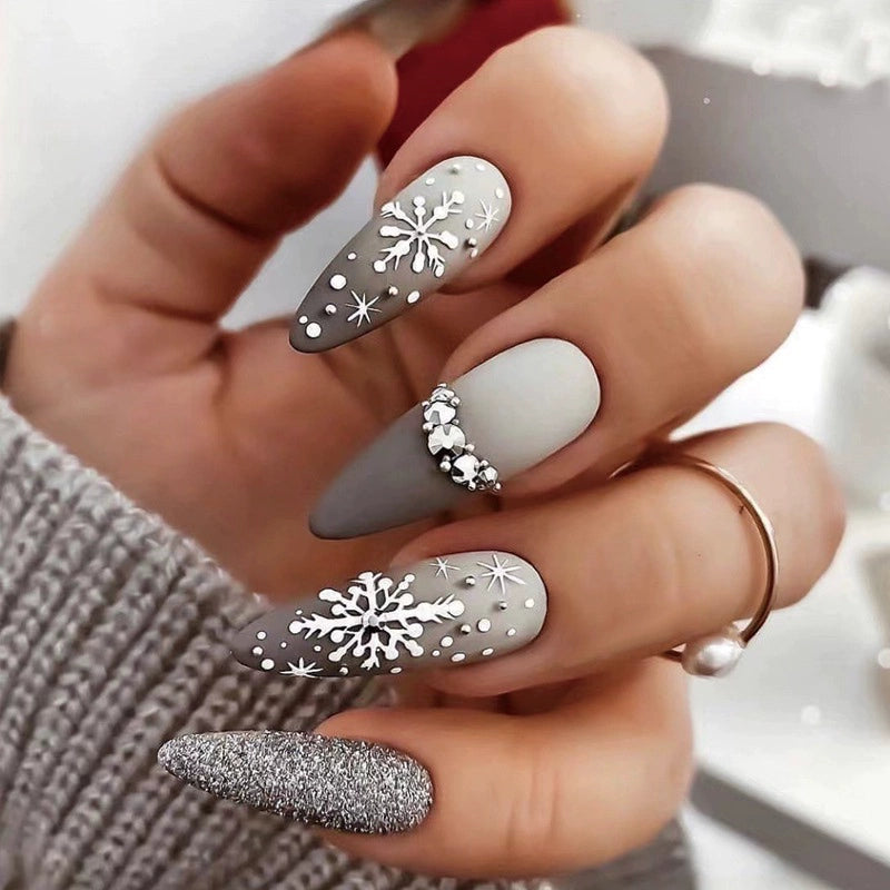 (Hand-made nail) super long hot girl wears nail chips, glitter nail patches, fake nail stickers, and finished products, sexy and exaggerated, European and American style wearables