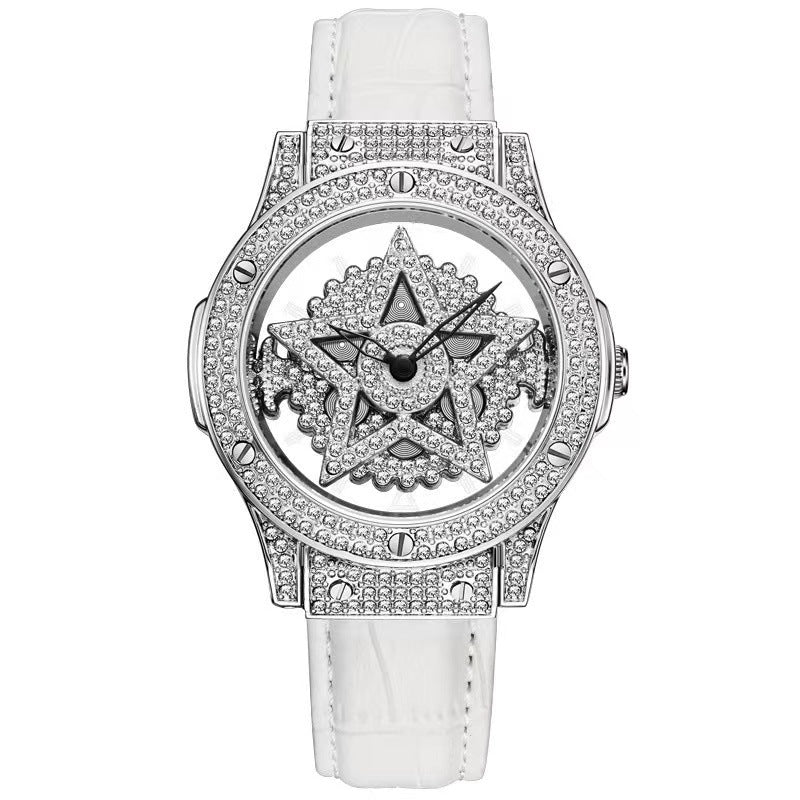 Fashion women's watchHot Five-Pointed Star Watch Good Luck Comes Starry with Diamonds Hollow Waterproof High Fashion Women's Quartz Watch
