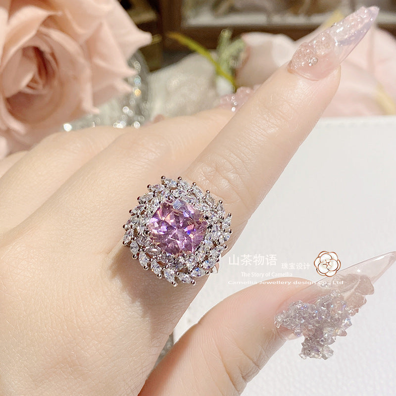 Camellia新款奢华彩宝套装 镶阿斯切金黄钻托帕蓝戒指耳钉吊坠女
