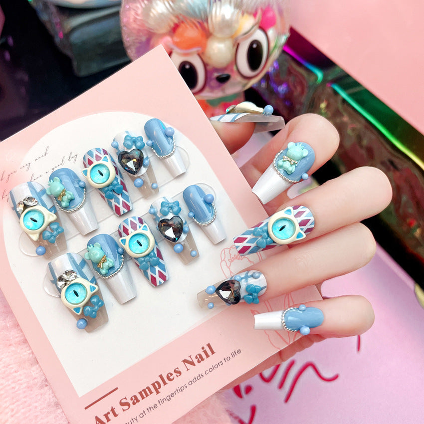 Fashion  nail New Dopamine Salt Sweet Devil Monster Children's Fun Manicure Fake Nails Removable Patch Finished U20