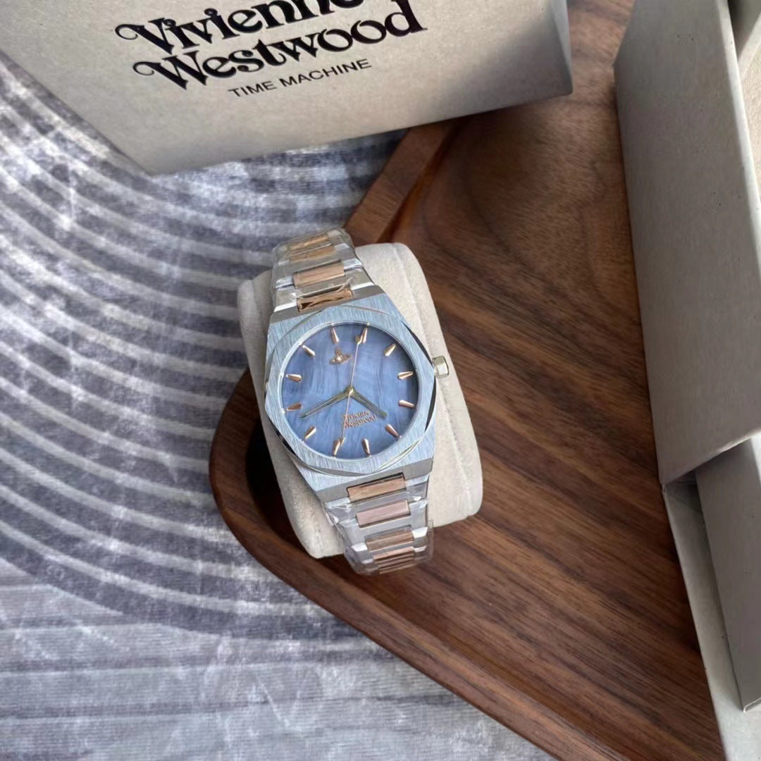 Fashion women's watchOne Piece Dropshipping Weiwei'an Queen Mother Ice Crushing Blue Watch New Dark Plum Purple Women's Watch Pitaya Saturn Small Golden Watch