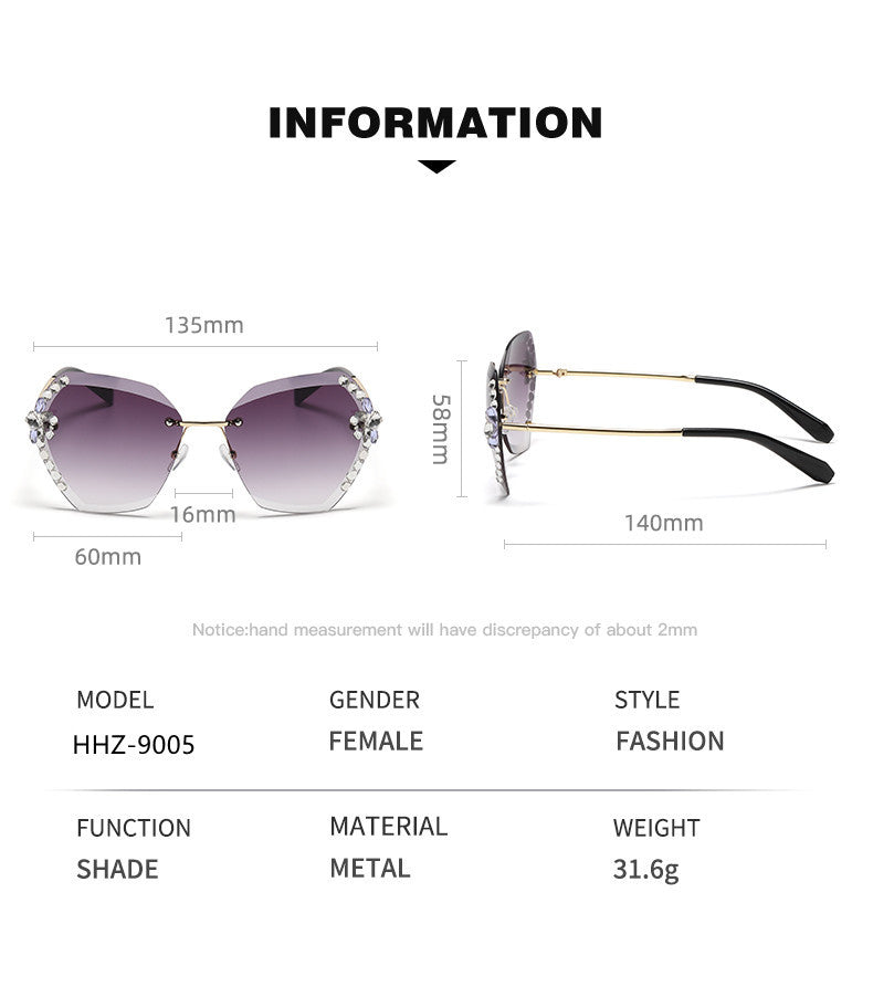 Women's fashion glasses 跨境2022新款镶钻太阳镜女高级感ins时尚墨镜眼镜个性街拍遮阳镜