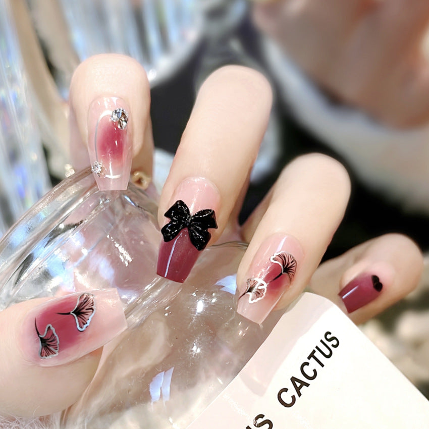 Fashion  nail Nail Sticker Diamond Nail Wear Nail Nail Stickers Fake Nails Bow Nail Sticker Blush Wear Nail A21