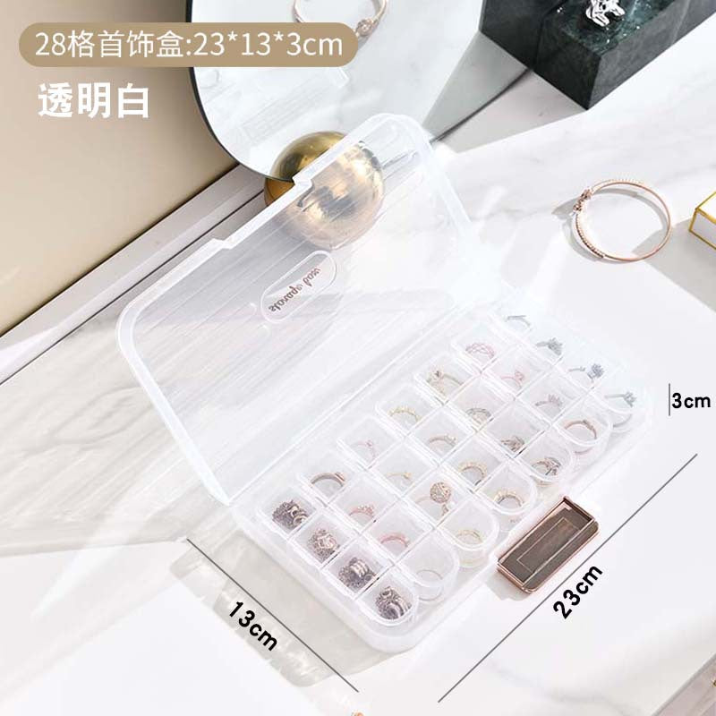 简约透明防尘耳环耳钉项链首饰盒多格收纳盒戒指设计饰品盒子批发