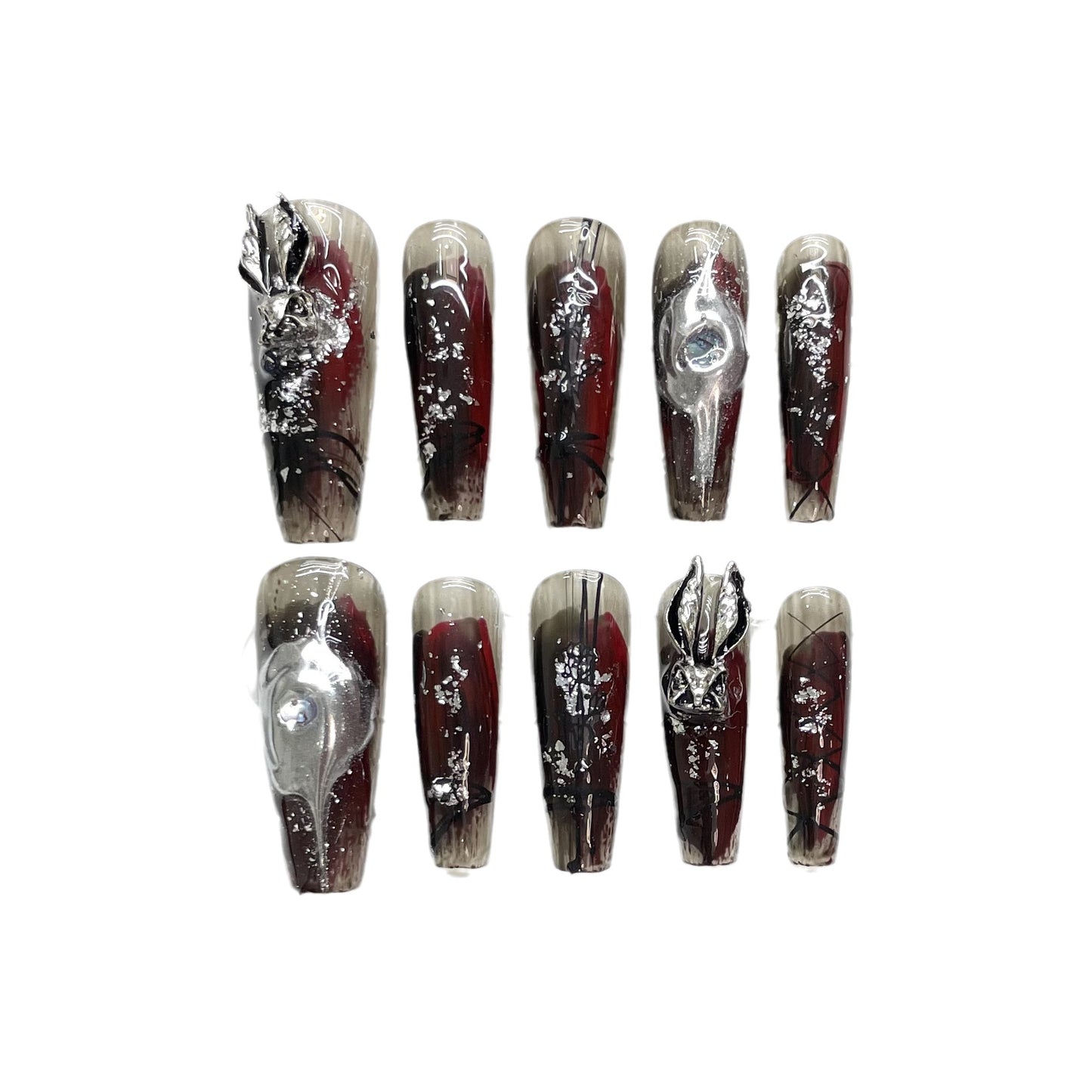 (reusable nail)[Original real shot] Long ladder Diablo heavy industry metal rabbit wears armor blood by hand, and the Millennium wind and the Milky Way fall.