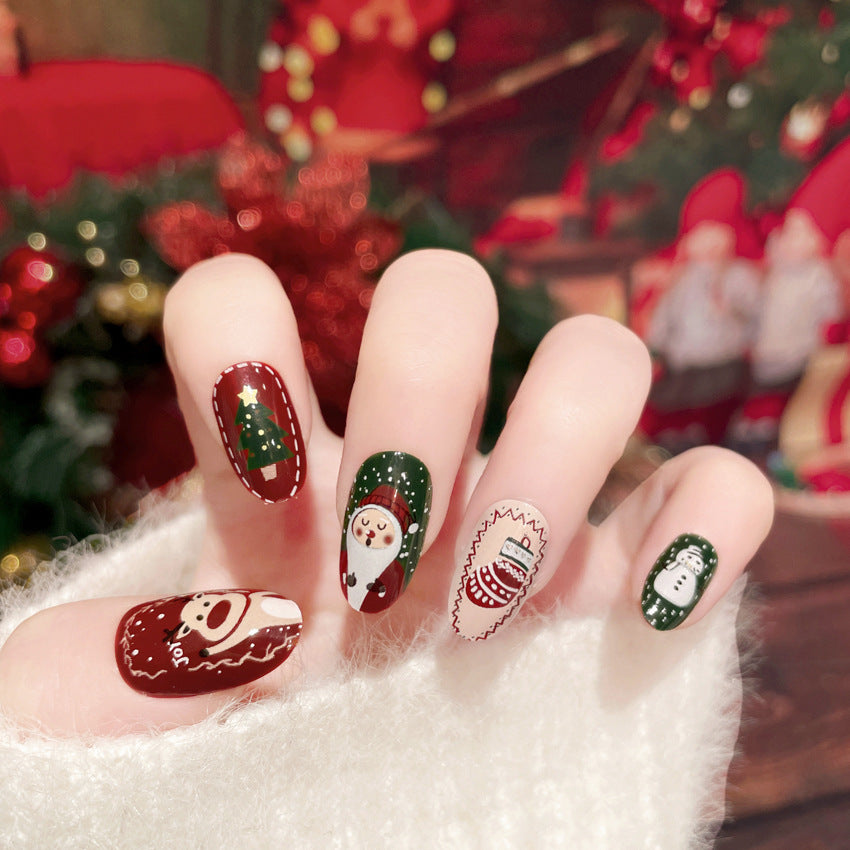 Fashion  nail New Christmas Fake Nails Christmas Gift Wear Nail Polish Piece Wearable Nail Patch Nail Art Wholesale P170