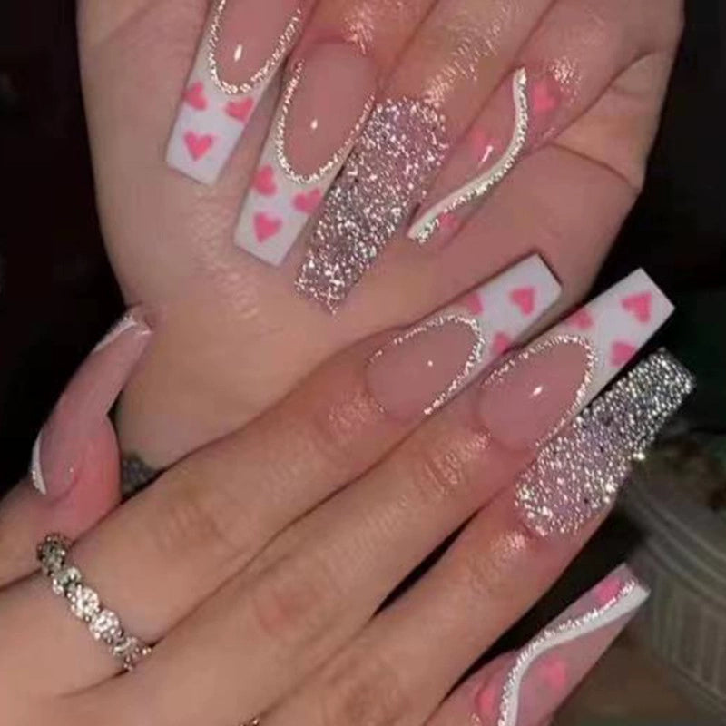 (Hand-made nail) The dark fairy in Europe and America is dying, the magic mirror powder is white, and the finished nail product, Millennium Spice Girl fake nails patch, is worn for a long time.