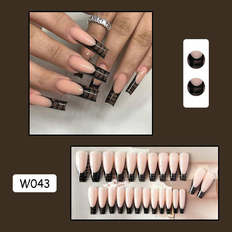欧美蛇纹穿戴甲法式nails 跨境美甲片外贸假指甲棺材甲型美甲贴片
