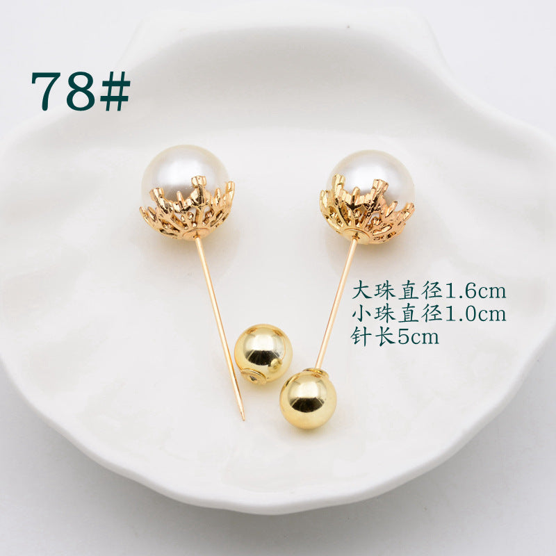 配饰胸针防走光珍珠胸针 女一字高档胸花别针蝴蝶插针丝巾扣 裙口收腰神器