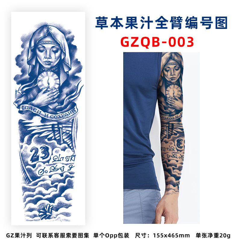 Free shipping Tattoo Factory in Stock Wholesale Herbal Juice Full Arm Tattoo Sticker Waterproof Sweat-Proof Imitation Tattoo Semi Permanent Tattoo Sticker