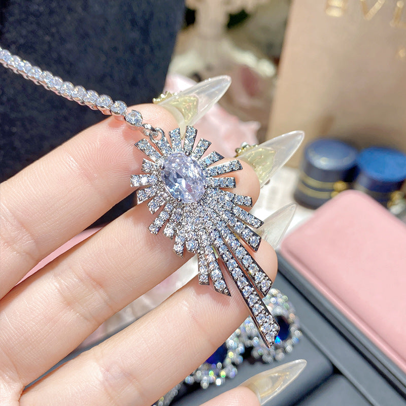 珠宝首饰山茶新品时尚高级感御姐富婆满钻套装 镀金璀璨华丽星辰项链耳饰