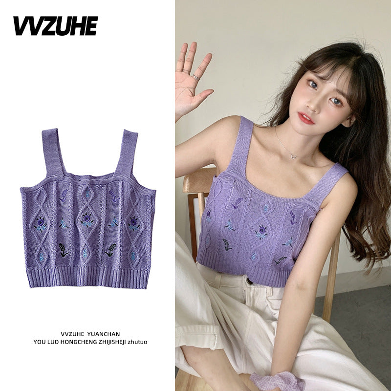 Dopamine tops Free shipping Tattoo Pink Dopamine Wear Seaside Small Suspender Female Sexy Neck Wear Vest Sweet Spicy Thai Top Spice Girl Summer