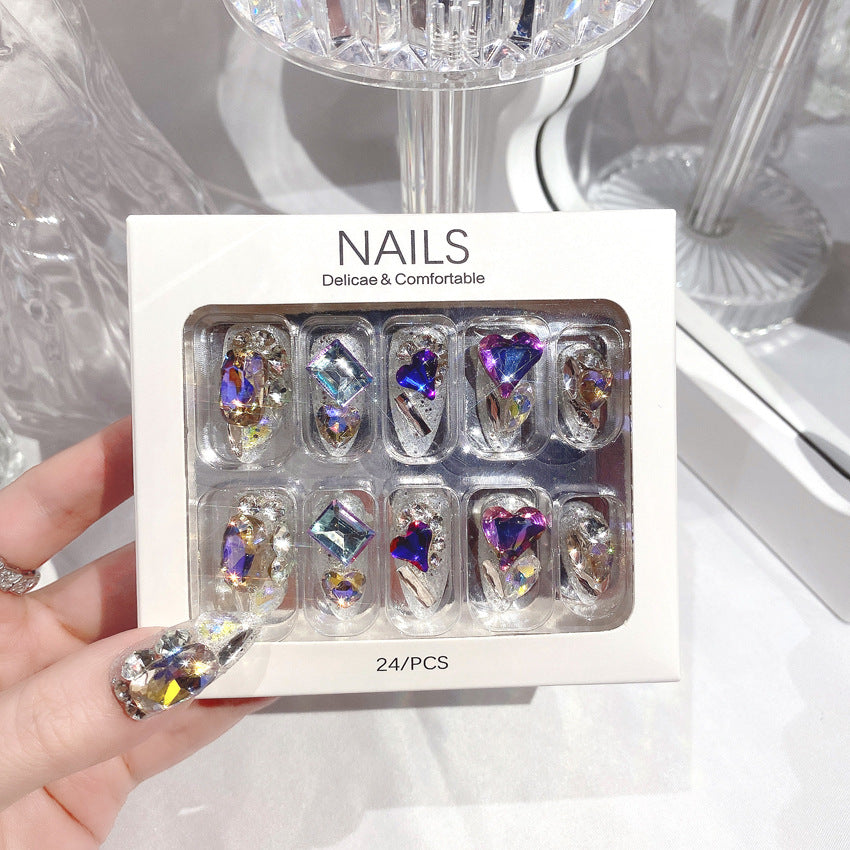 Fashion  nail Handmade Manicure Wear Nail Ins Advanced Pure Desire Wind Rhinestone Nail Patch Wear Nail Diamond Nail Stickers U11