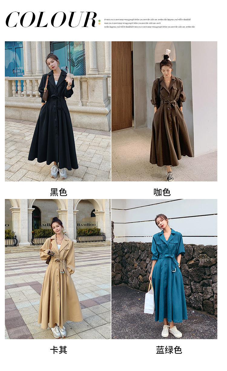 Fashion women's wear Real Shot Large Skirt Windbreaker Dress Women's Mid-Length 2024 Autumn and Winter Clothing New Waist Trimming Fashion Fashion Coat