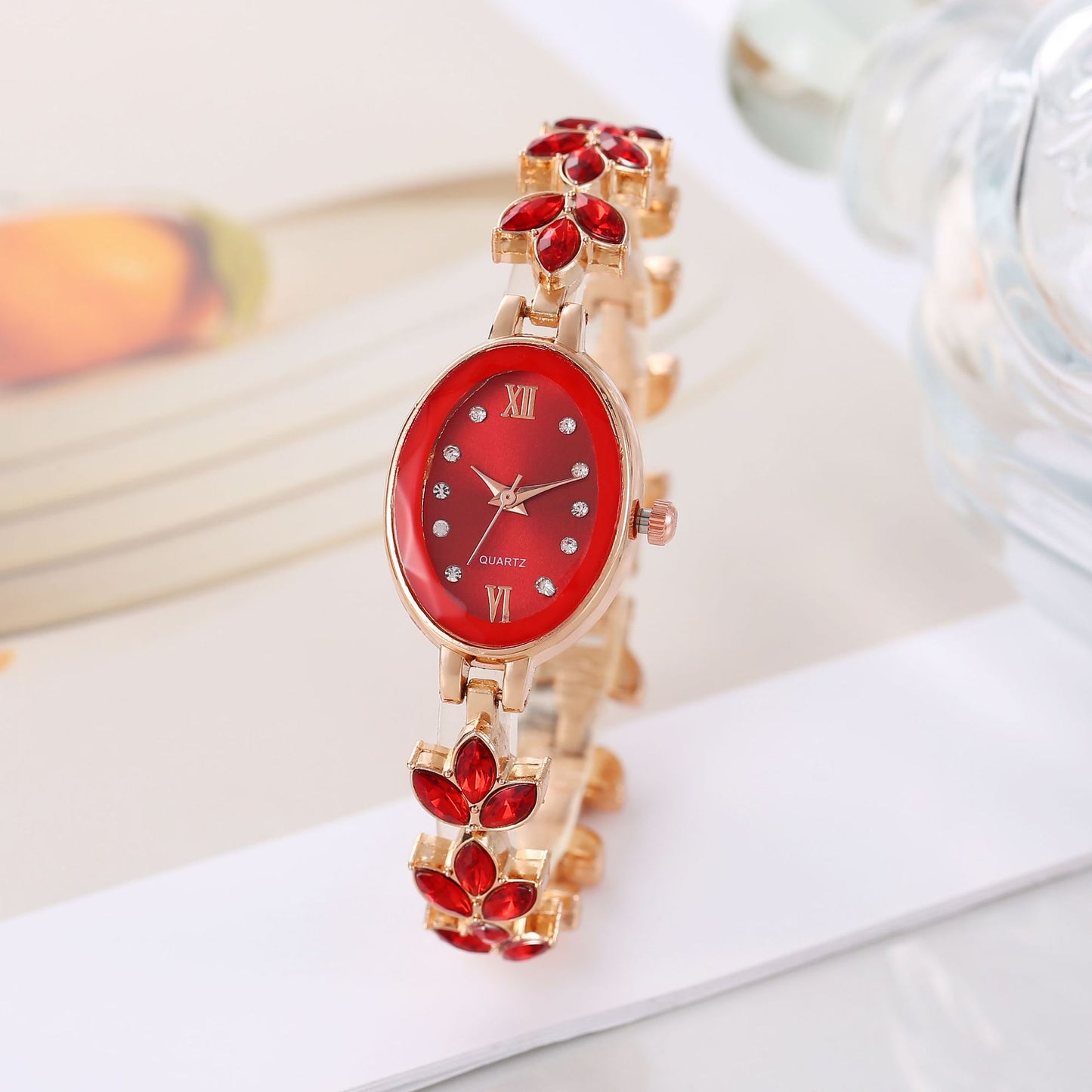 Fashion women's watchIn Stock Direct Supply Wheat Bracelet Watch Popular Violet Petals Light Luxury Jewelry Women's Watch Waterproof Women's Watch