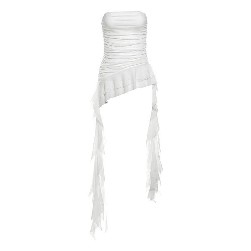 Free shipping Tattoo Cross-border 2024 European and American style spring new women's clothing solid color slim-fit street fashion one-word neck sleeveless pleated top tops