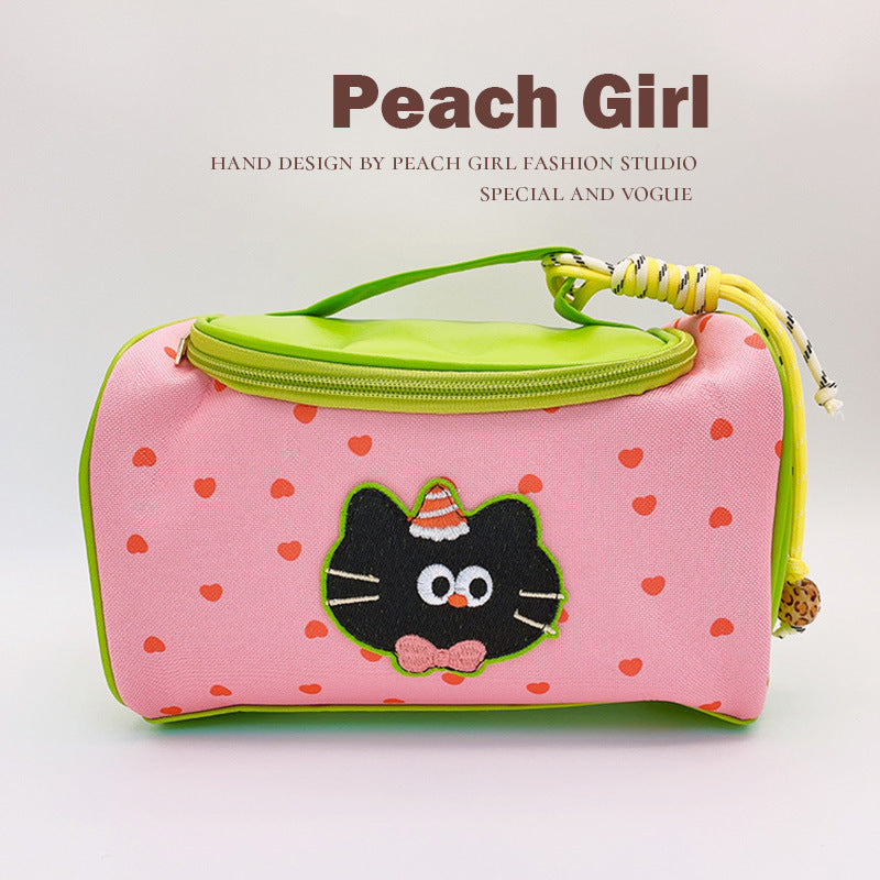 Dopamine Bag Free shipping Tattoo Peach Girl Polka Dot Plaid Dopamine Large Portable Cosmetic Bag Storage Bag Travel Bag HD9427A05