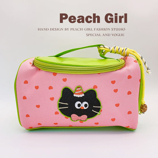 Dopamine Bag Free shipping Tattoo Peach Girl Polka Dot Plaid Dopamine Large Portable Cosmetic Bag Storage Bag Travel Bag HD9427A05