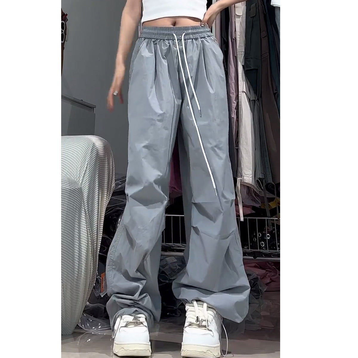 Dopamine pants Free shipping Tattoo Street dance wide-leg tooling pants summer thin women's pants wear sports quick-drying pants women's casual paratrooper pants dopamine