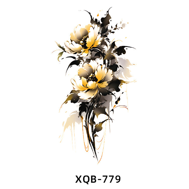 Free shipping Tattoo Factory Wholesale Small Full Arm Flower Tattoo Sticker Half Sleeve Waterproof Big Picture Men and Women Black and White, Colored Animal Tattoo Sticker Paper