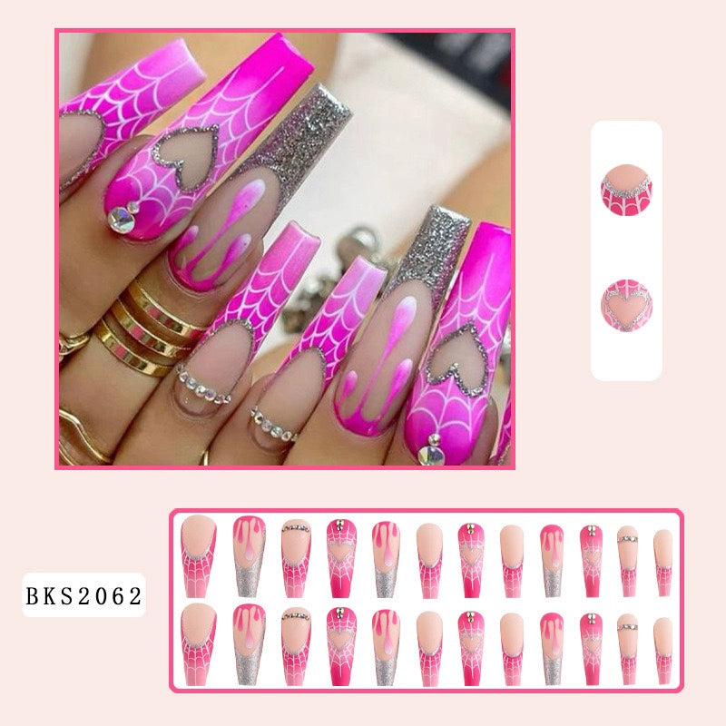 (Hand made nail) Kardashian, European and American Spicy Girl, Little Red Book, Dark Super Long, Internet Celebrity Cross border Nail Art, Detachable and Reusable Nail