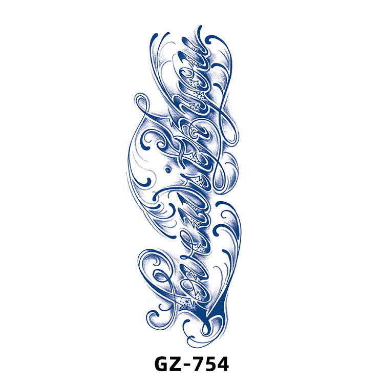 Free shipping Tattoo Cross-Border Herbal Semi-Permanent Tattoo Sticker Men's and Women's Waterproof Sweat-Proof Juice Half Sleeve Real-Proof Tattoo Letter Sticker Tattoo