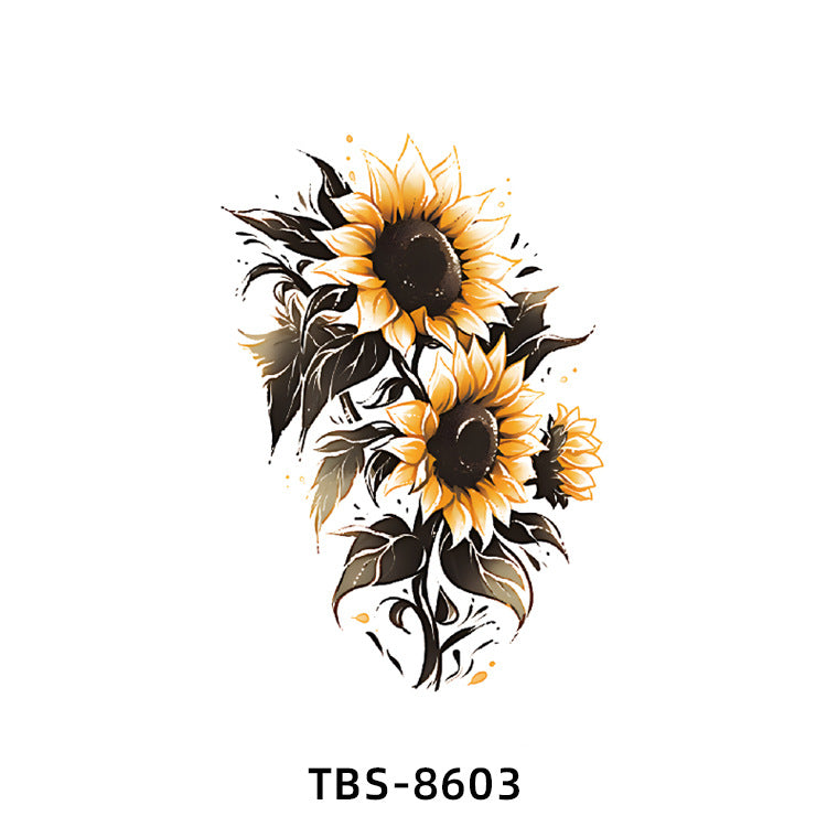 Free shipping Tattoo New Wholesale Small Flower Arm Waterproof Tattoo Sticker Half Sleeve Arm Back Color Animal Skull European and American Tattoo Sticker Paper