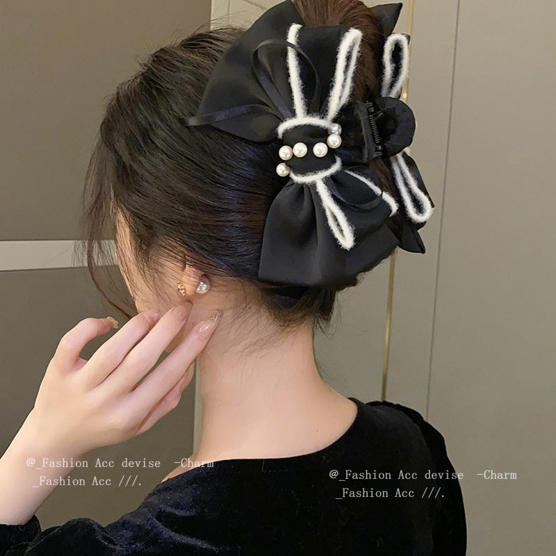 冬季爆款蝴蝶结抓夹女高级感精致百搭发夹女后脑勺鲨鱼夹发饰批发