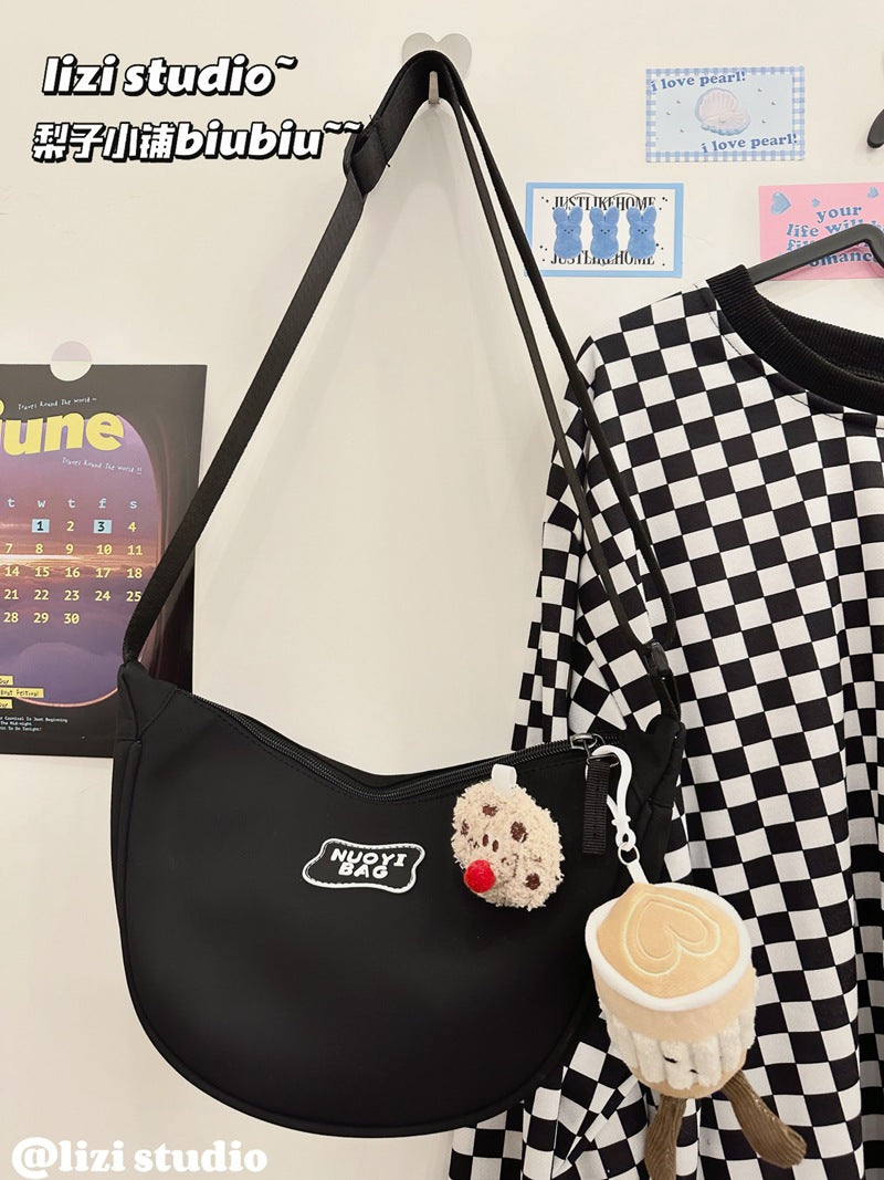 Dopamine Bag Free shipping Tattoo Crescent bag Crossbody bag Women's dopamine niche design Nylon cloth dumpling bag Wide shoulder strap Casual shoulder bag